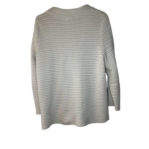 Women's TALBOTS XL Cotton Blend Cream Cable Knit Chunky Sweater Cardigan Relaxed - Picture 2 of 8